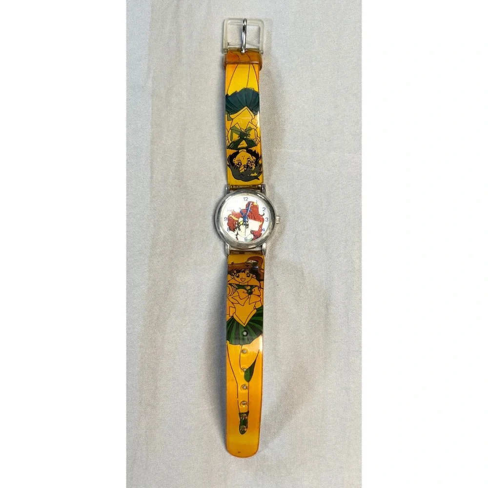 Vintage 90s Willis Sailor Jupiter sailor moon  Anime Watch Yellow Jelly Strap